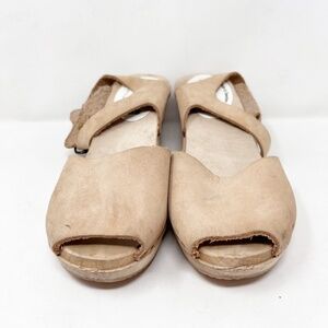 Moheda Clogs Shoes Size EU 40 US 9.5 Sandals Leather Beige Sweden Wooden RARE